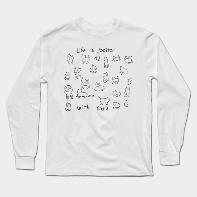 Life is better with cats, so many cats in such cute poses! Long Sleeve T-Shirt by Peaceful Pigments